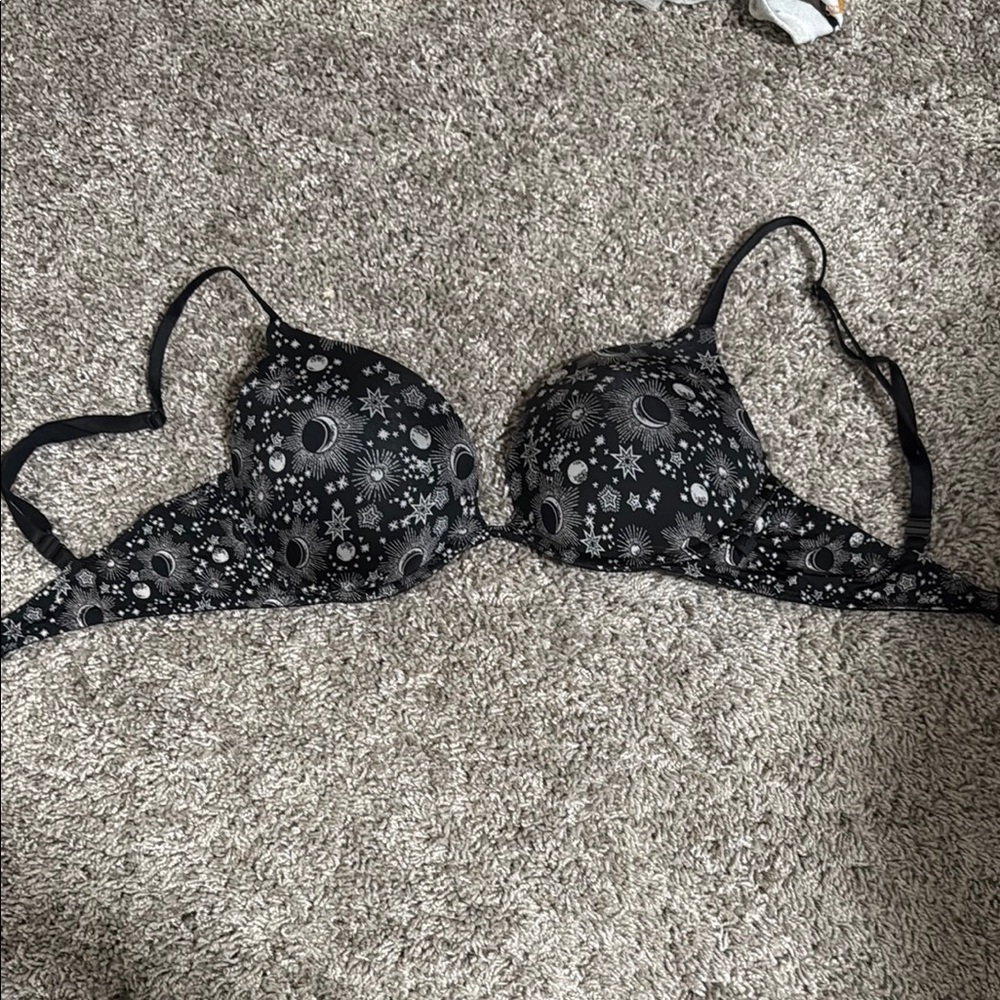 Black Celestial Print Bra